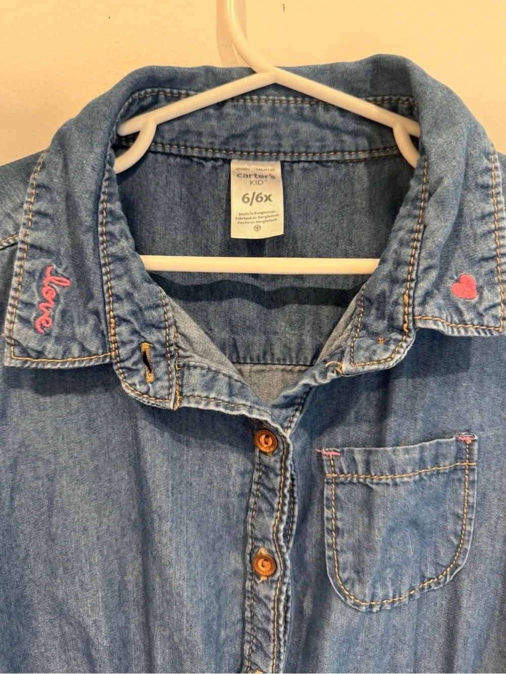 Carter's Blue Denim Shirt Dress with Drawstring Waist